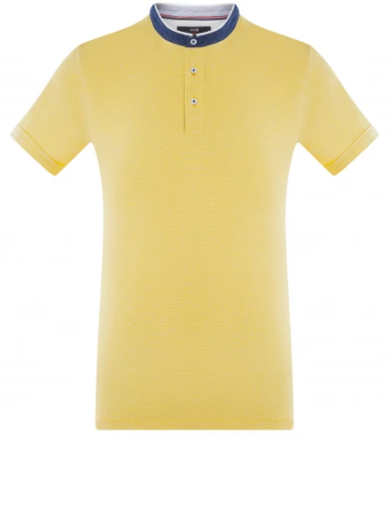 Cotton polo with stand-up collar